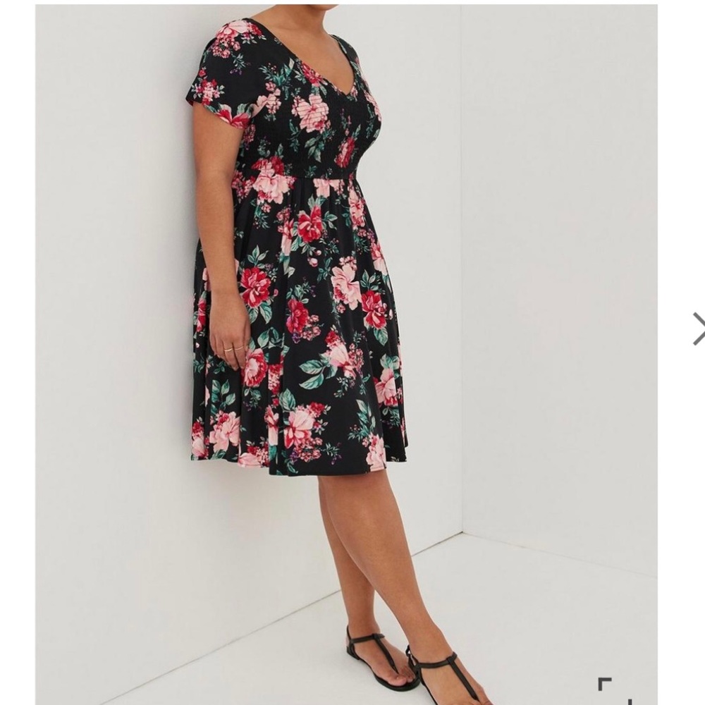 Mini Challis Smocked Skater Dress